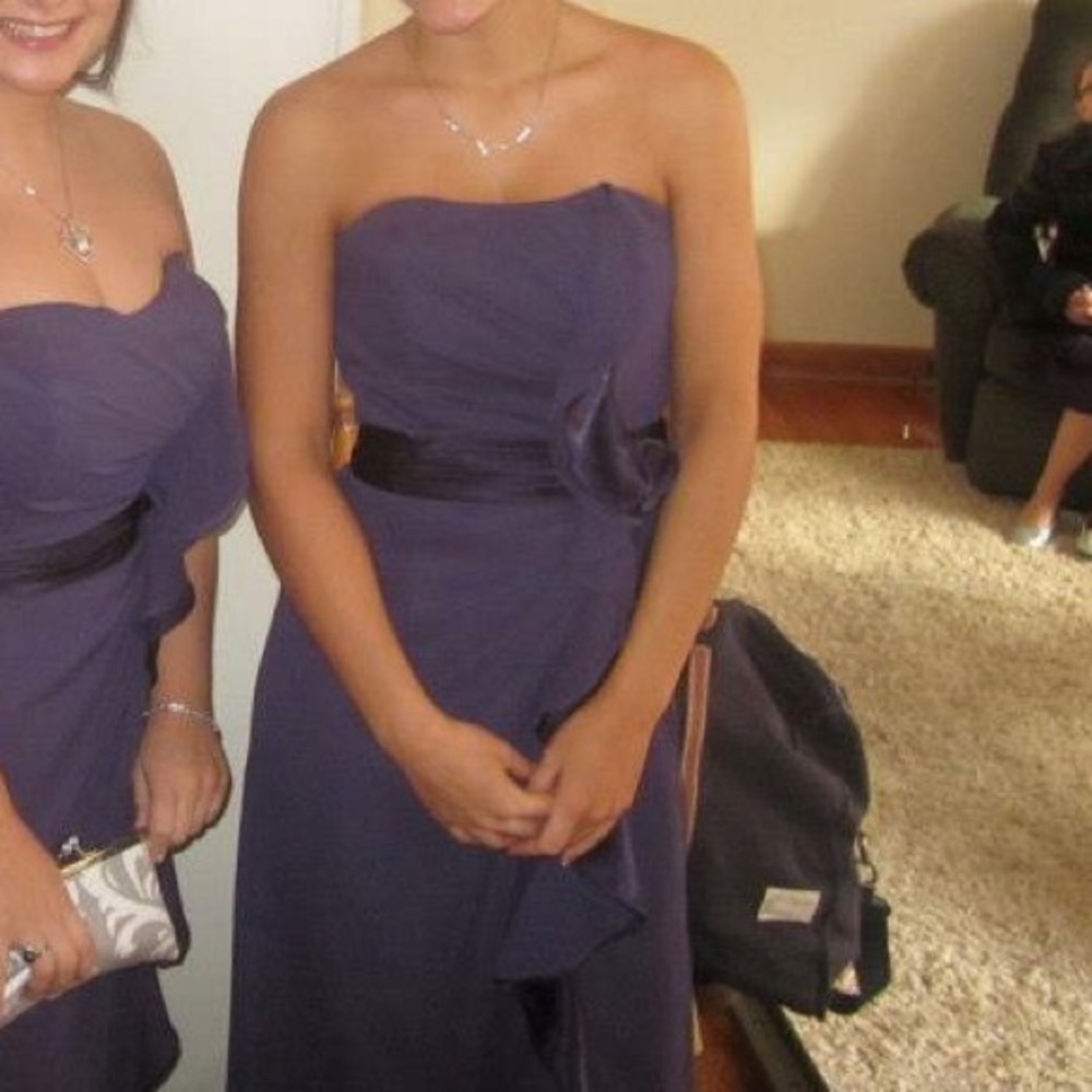 David’s Bridal eggplant bridesmaid dress